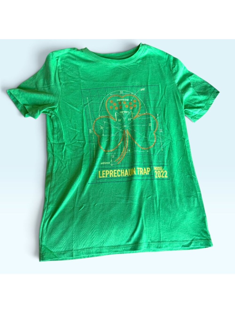 Cat & Jack Boys Green Leprechaun Trap Graphic T Shirt Size 12